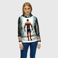 Толстовка-худи женская Греко-римский борец, цвет: 3D-белый — фото 2