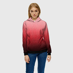 Толстовка-худи женская Мягкий градиент красно-розовый текстура крошка, цвет: 3D-черный — фото 2