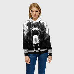Толстовка-худи женская Мухаммед Али в черном дыму, цвет: 3D-черный — фото 2