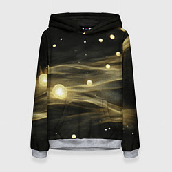 Толстовка-худи женская Золотистый свет на черной текстуре, цвет: 3D-меланж