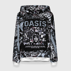 Толстовка-худи женская Oasis на фоне гитар, цвет: 3D-белый