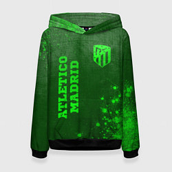 Толстовка-худи женская Atletico Madrid - green gradient вертикально, цвет: 3D-черный