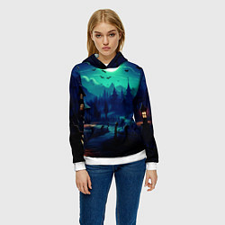 Толстовка-худи женская Day of the Dead - Хэллоуин, цвет: 3D-белый — фото 2