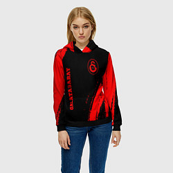 Толстовка-худи женская Galatasaray - red gradient вертикально, цвет: 3D-черный — фото 2