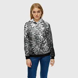Толстовка-худи женская Чёрно-белый абстрактная текстура, цвет: 3D-черный — фото 2