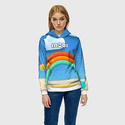 Толстовка-худи женская Inzoi объемная радуга и облака, цвет: 3D-белый — фото 2