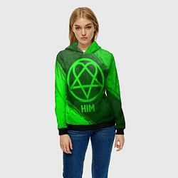 Толстовка-худи женская HIM - green gradient, цвет: 3D-черный — фото 2
