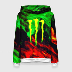 Толстовка-худи женская Monster energy огонь лого, цвет: 3D-белый