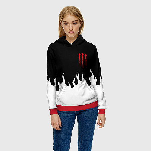 Женская толстовка Monster energy red logo / 3D-Красный – фото 3