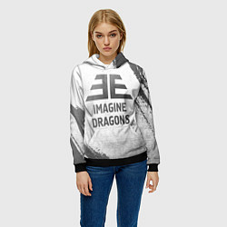 Толстовка-худи женская Imagine Dragons - white gradient, цвет: 3D-черный — фото 2