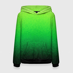 Толстовка-худи женская Градиент мозаика зелёный в тёмный, цвет: 3D-черный