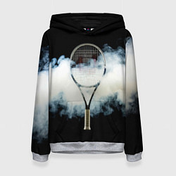 Толстовка-худи женская Теннисная ракетка в дыму, цвет: 3D-меланж