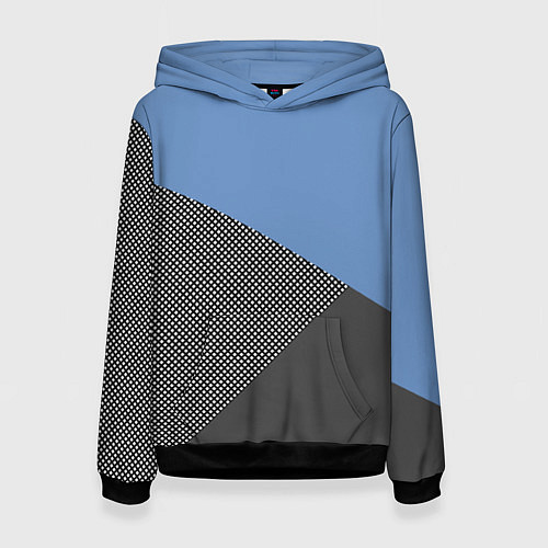Женская толстовка Сине-серый геометричный / 3D-Черный – фото 1
