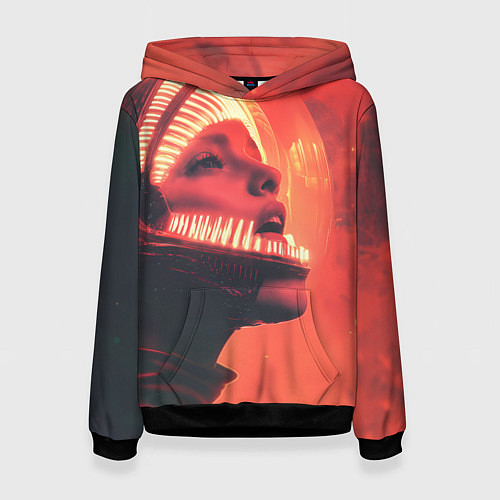 Женская толстовка Скафандр Чужого на девушке / 3D-Черный – фото 1