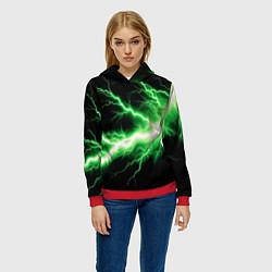 Толстовка-худи женская Lightning green, цвет: 3D-красный — фото 2