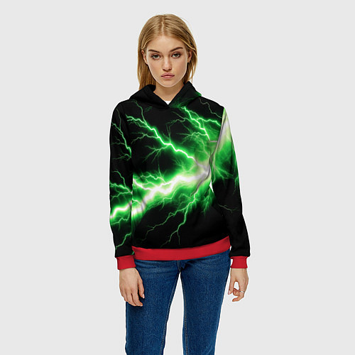 Женская толстовка Lightning green / 3D-Красный – фото 3