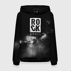 Толстовка-худи женская Рок н ролл дым, цвет: 3D-черный