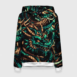 Толстовка-худи женская Японские драконы ирезуми, цвет: 3D-белый