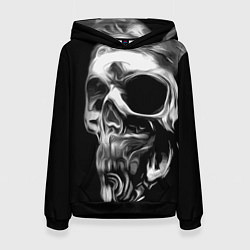 Толстовка-худи женская Стилизованный череп, цвет: 3D-черный