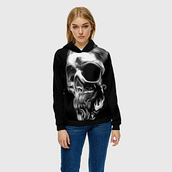 Толстовка-худи женская Стилизованный череп, цвет: 3D-черный — фото 2