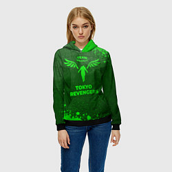 Толстовка-худи женская Tokyo Revengers - green gradient, цвет: 3D-черный — фото 2