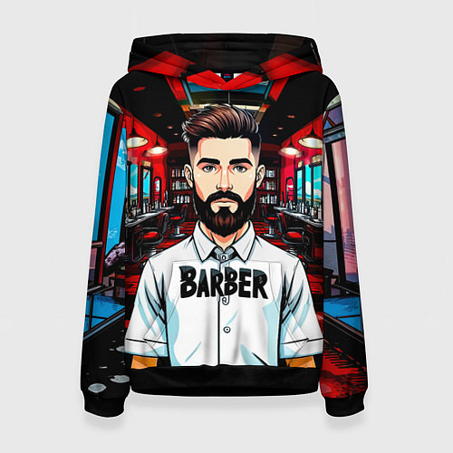 Женская толстовка Барбер в барбершопе / 3D-Черный – фото 1