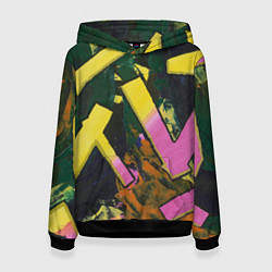 Толстовка-худи женская Yellow letters on black, цвет: 3D-черный