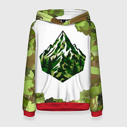 Толстовка-худи женская Камуфляж альпениста, цвет: 3D-красный