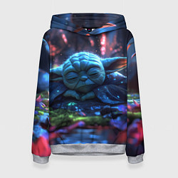 Толстовка-худи женская Спящий Йода, цвет: 3D-меланж