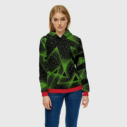 Женская толстовка Triangles with dots / 3D-Красный – фото 3