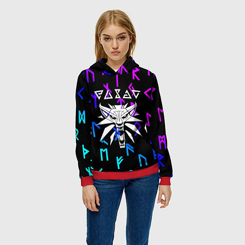 Женская толстовка Ведьмак символы градиент / 3D-Красный – фото 3