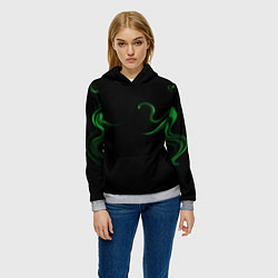 Толстовка-худи женская Color green abstraction, цвет: 3D-меланж — фото 2