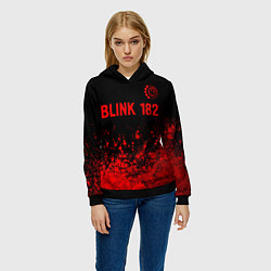 Толстовка-худи женская Blink 182 - red gradient посередине, цвет: 3D-черный — фото 2