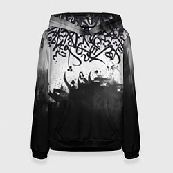Толстовка-худи женская Гранж каллиграфия, цвет: 3D-черный