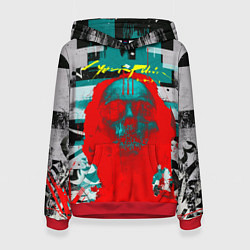 Толстовка-худи женская Cyberpunk 2077 гранж, цвет: 3D-красный