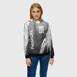Толстовка-худи женская Paramore - grey gradient вертикально, цвет: 3D-черный — фото 2