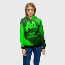 Толстовка-худи женская Asking Alexandria - green gradient, цвет: 3D-черный — фото 2