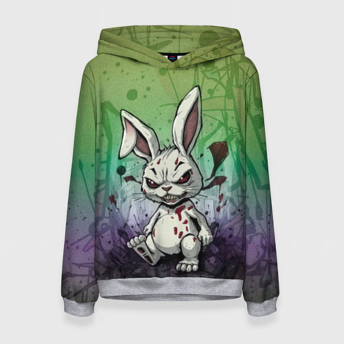 Женская толстовка Безумный кролик хулиган / 3D-Меланж – фото 1