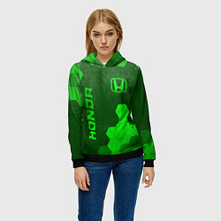 Толстовка-худи женская Honda - green gradient вертикально, цвет: 3D-черный — фото 2