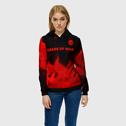 Толстовка-худи женская Gears of War - red gradient посередине, цвет: 3D-черный — фото 2