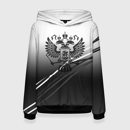 Женская толстовка Герб России градиент в полосами серый / 3D-Черный – фото 1