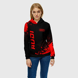 Толстовка-худи женская Audi - red gradient вертикально, цвет: 3D-черный — фото 2