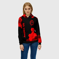 Толстовка-худи женская Among Us - red gradient вертикально, цвет: 3D-черный — фото 2