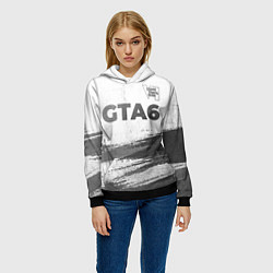 Толстовка-худи женская GTA6 - white gradient посередине, цвет: 3D-черный — фото 2