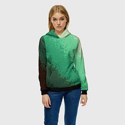 Толстовка-худи женская Градиент текстурный зелёный, цвет: 3D-черный — фото 2