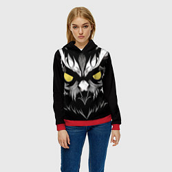 Толстовка-худи женская Взгляд филина, цвет: 3D-красный — фото 2