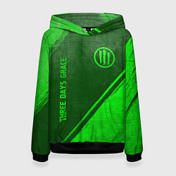 Толстовка-худи женская Three Days Grace - green gradient вертикально, цвет: 3D-черный