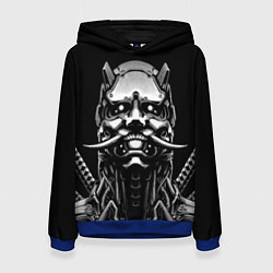 Толстовка-худи женская Киборг ниндзя в маске демона, цвет: 3D-синий