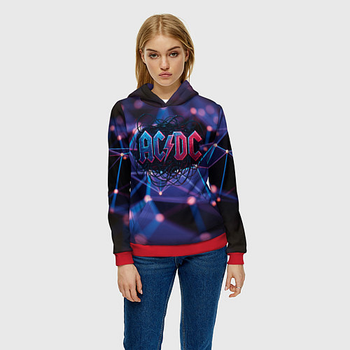 Женская толстовка ACDC лого в градиенте / 3D-Красный – фото 3
