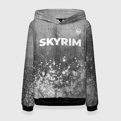 Толстовка-худи женская Skyrim - grey gradient посередине, цвет: 3D-черный